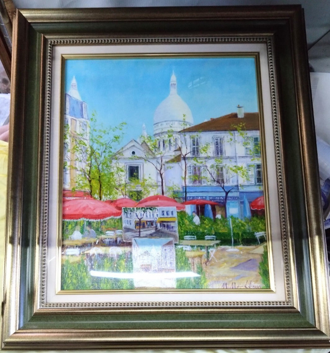 Michel Meszkour Place Du Tertre, Montmartre Original Oil Painting 2006 Signed