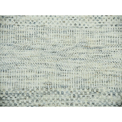 14'X14' Eggnog White Hand Knotted Modern Grass Design Wool Square Rug