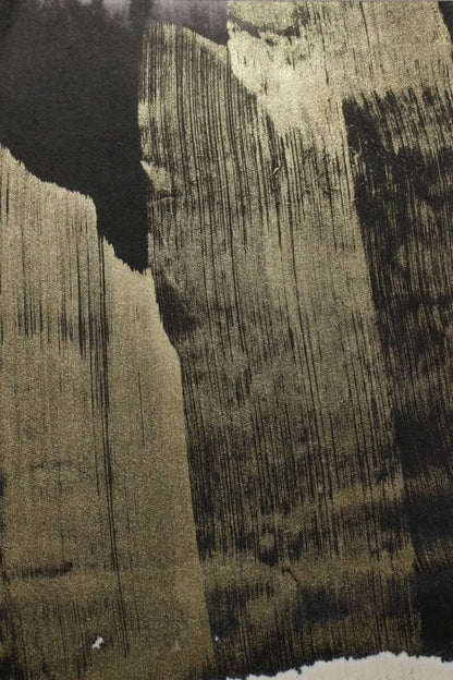 Hiroko Koshino Original Abstract Painting Gold & Black Signed Japanese Artist