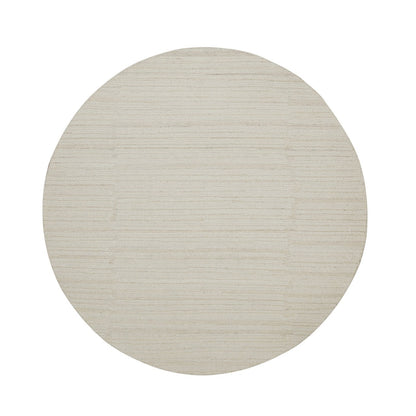 Hand knotted ivory wool with modern tone on tone textured round