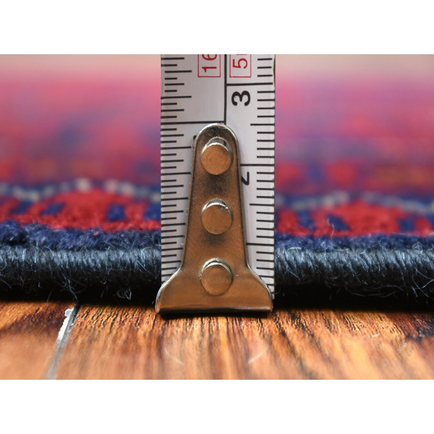 3'X9'7" Red Tribal Design Wool Afghan Khamyab Hand Knotted Runner Rug