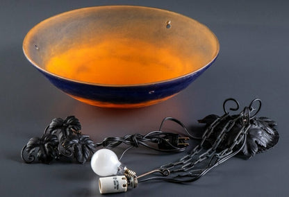 Degue Signed Chandelier Bronze & Art Glass French Art Deco Early 20Th Century