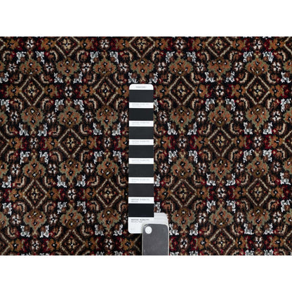 11'8"X15'2" Black Hand Knotted Tebraz Mahi Fish Design Wool Oversized Rug