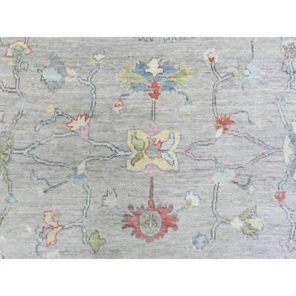 8'1"X10'1" Light Gray Hand Knotted Afghan Angora Oushak Soft Wool Rug