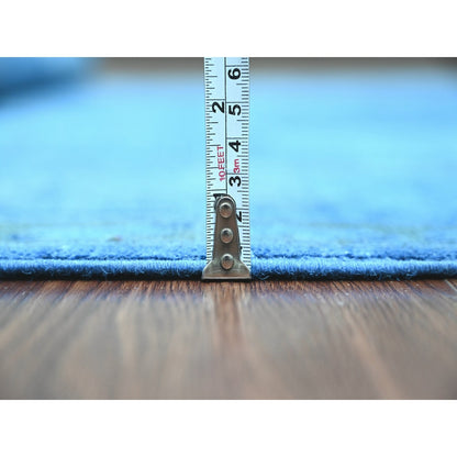 5'9"X8'7" Blue Overdyed Kazak Geometric Design Pure Wool Hand Knotted Rug