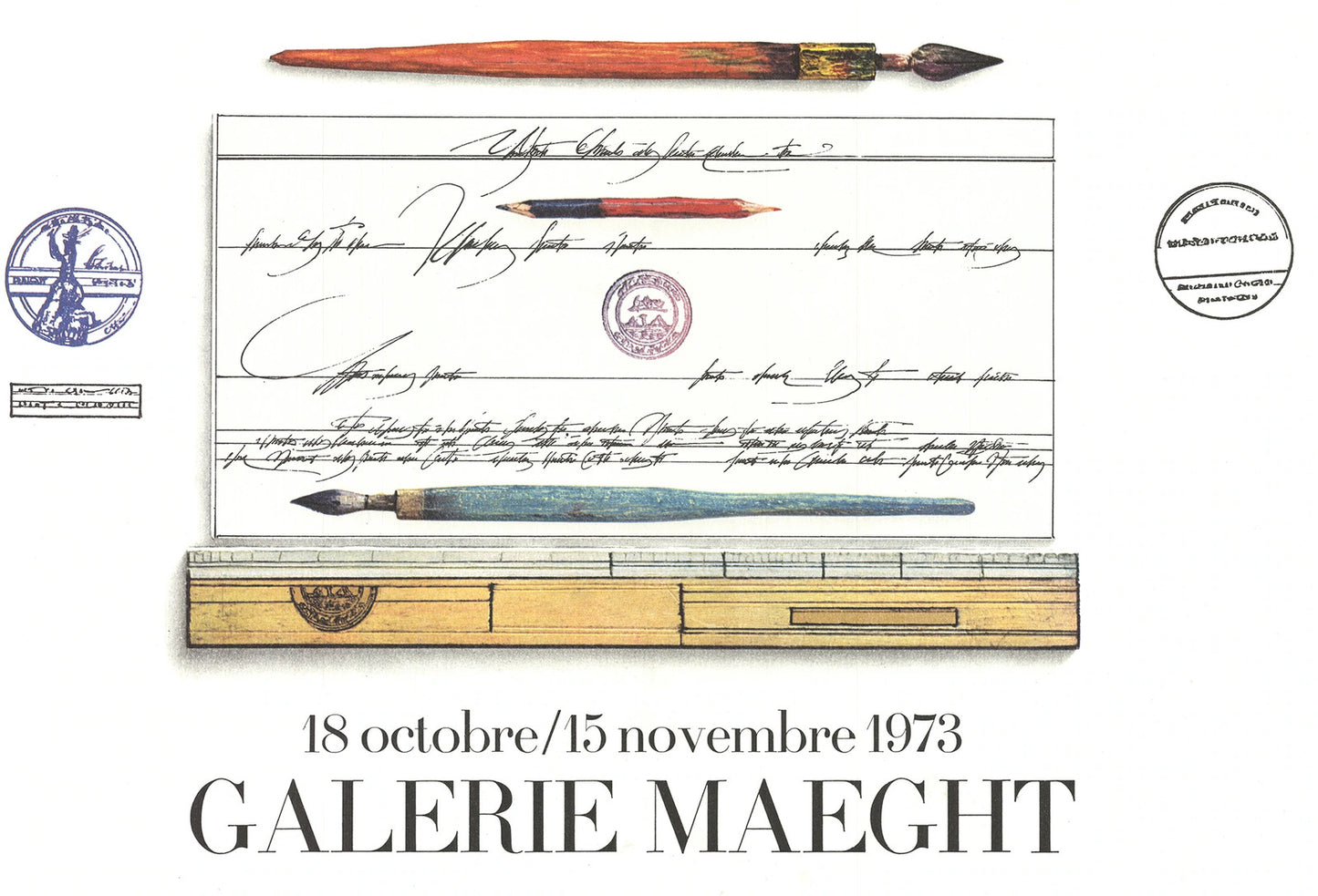 Saul Steinberg Crayon Et Paysage " Lithograph Contemporary Multicol