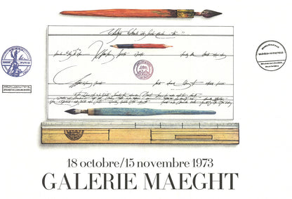 Saul Steinberg Crayon Et Paysage " Lithograph Contemporary Multicol