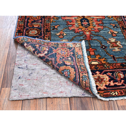 2'9"X12'10" Blue Heris All Over Design Soft Wool Hand Knotted Runner Rug