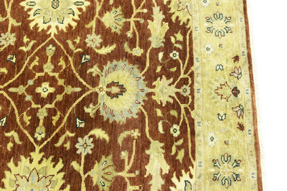 Rust Oushak Chobi Hand-Knotted Wool Rug Floral