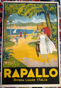 Rare Italian Travel Poster Rapallo By Natoli 1924 Original Litho Riviera