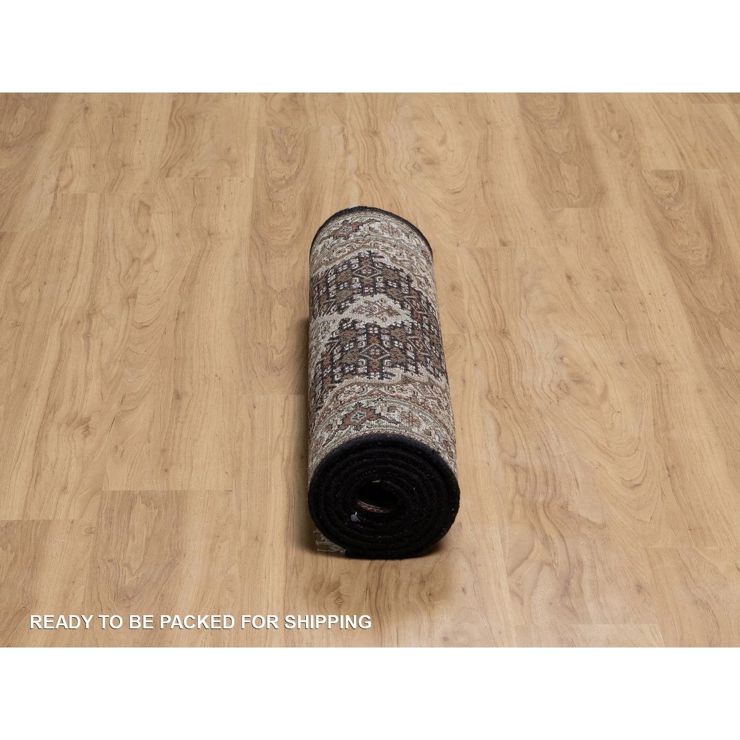 2'9"X8' Black Tebraz Mahi Medallion Design Hand Knotted Wool Runner Rug