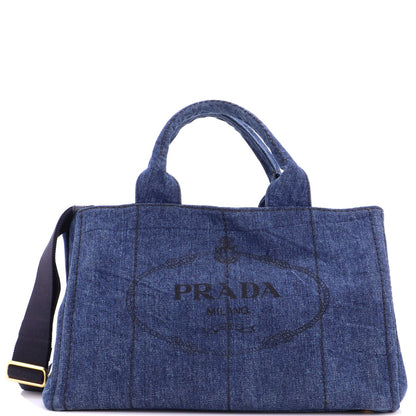 Prada Canapa Convertible Tote Denim Medium