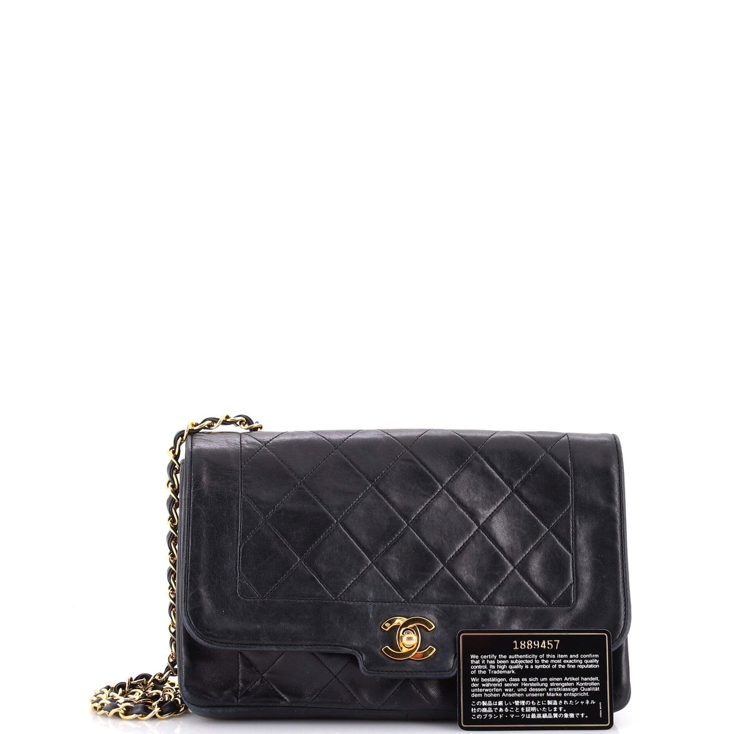 Chanel Vintage Cc Chain Flap Bag Quilted Lambskin Medium