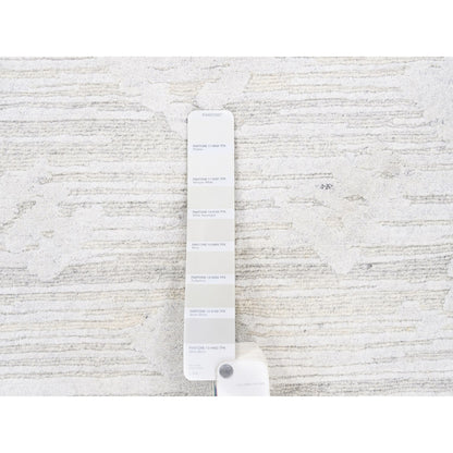 2'6"X12' Ivory Hand Spun Undyed Pure Wool Modern Hand Knotted Runner Rug
