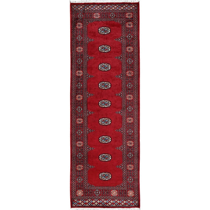 2'7"x7'10" Scarlet Red Princess Bokara Soft Wool Hand Knotted Runner Rug