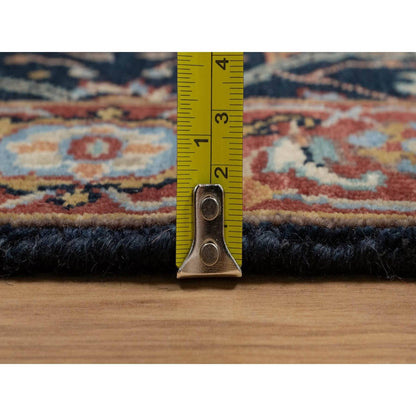 2'X3'2" Midnight Blue Antiqued Fine Heris Hand Knotted Wool Small Rug