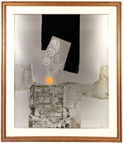 Antoni Clav 1972 Signed Limited Ed. "Echo" Collage Linocut Embossed On Aluminum