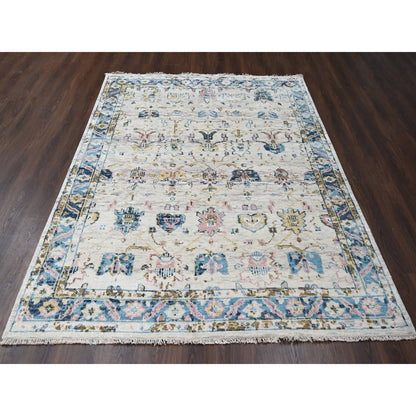 Rug 7'10"x9'10"Ivory Hand Knotted Wool Natural Dyes Mahal Design Oriental