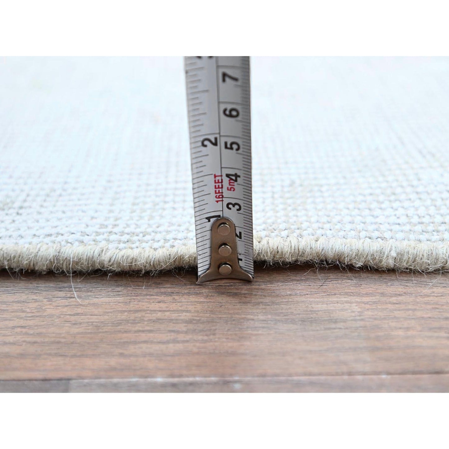 2'1"x5'10" Papyrus White Hand Knotted Wool White Wash Old Tebraz Runner Rug