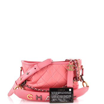 Chanel Gabrielle Hobo With Logo Handle Quilted Aged Calfskin Small