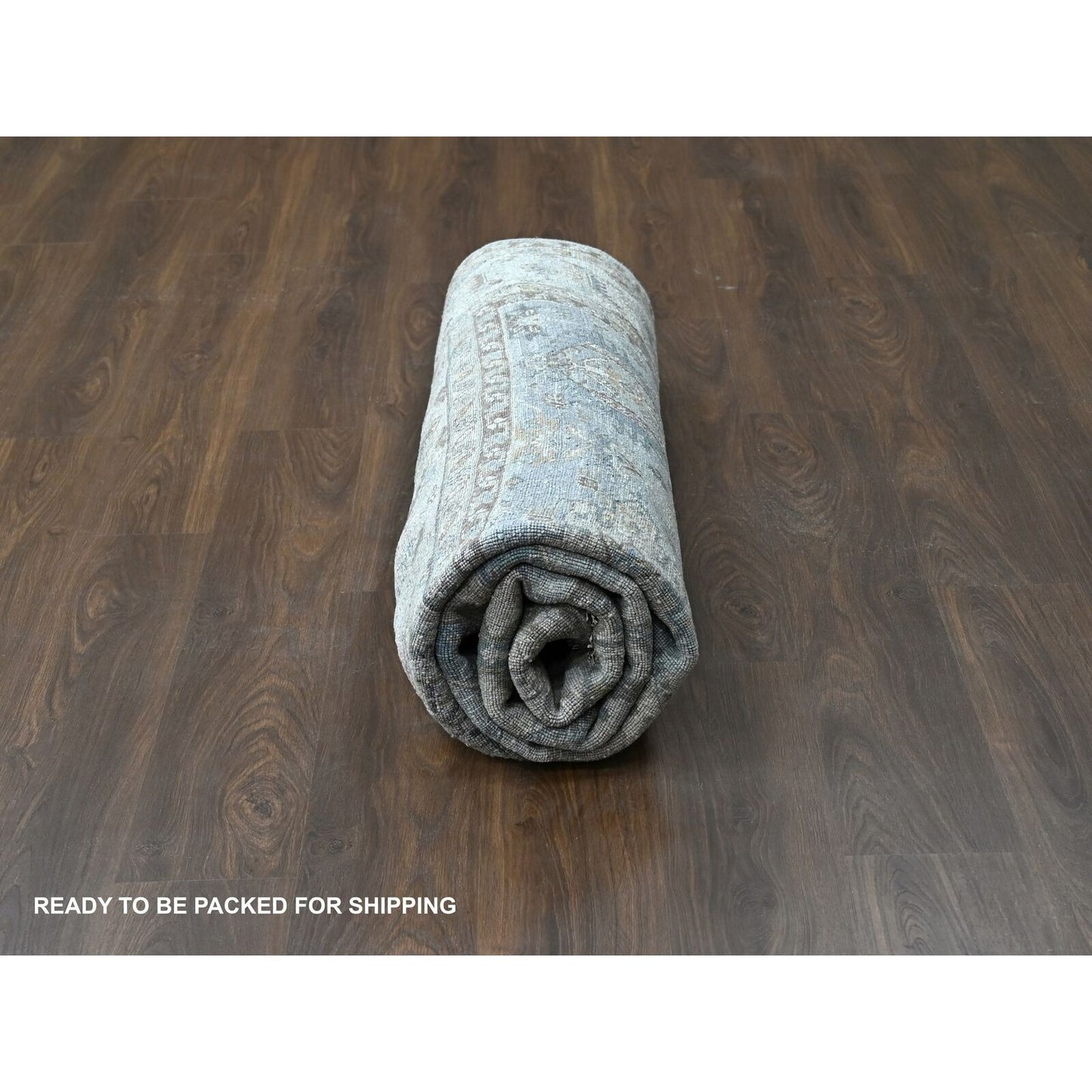 8'X8' Gray And Ivory Karjihooz Design Wool Square Oriental Rug