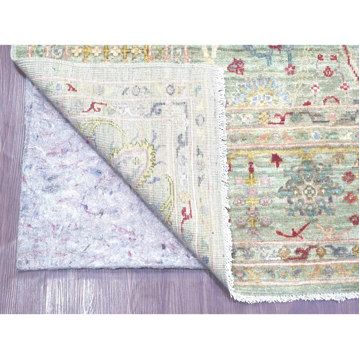 Hand knotted wool rug Green Peshawar design 7'3 x11'8" Ziegler Mahal