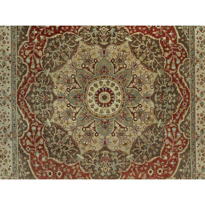 9'2"X12'1" Arroyo Red Tebraz Haji Jalili Soft Wool Pile Hand Knotted Rug