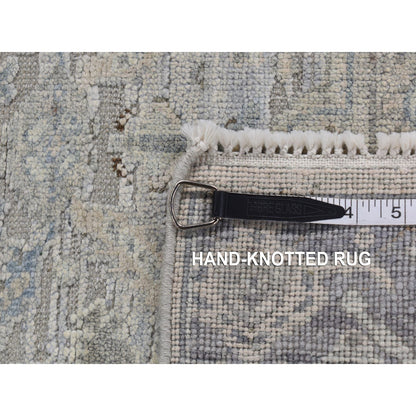 3'X5'3" Blue Silk With Wool Mughal Inspired Design Hand Knotted Rug