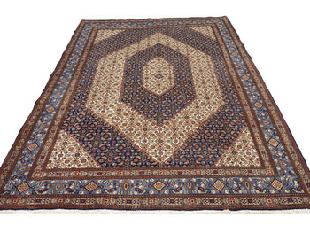 Cream Vintage Oriental Rug Traditional Classic