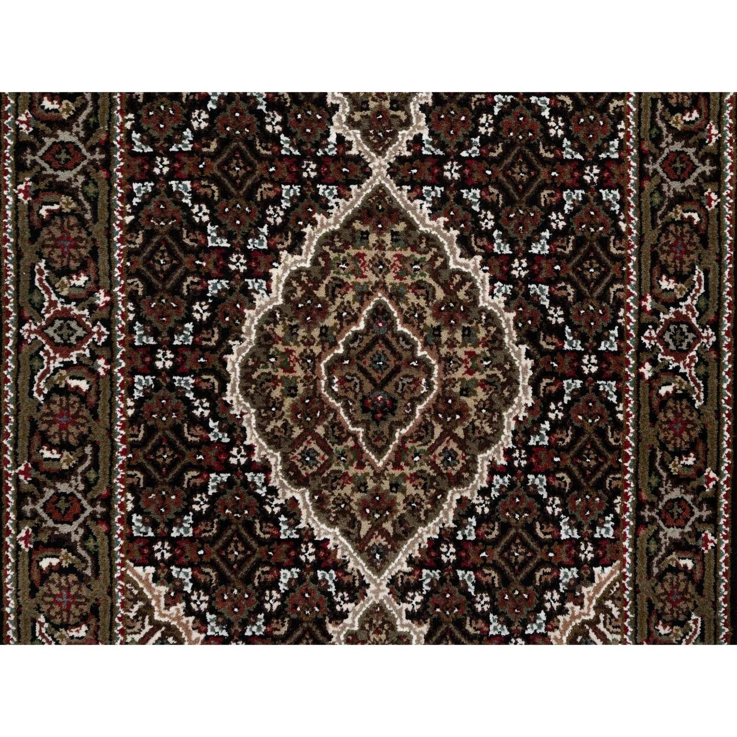 2'5"X6'7" Black Hand Knotted Rug Tebraz Mahi With Medallion Design Wool