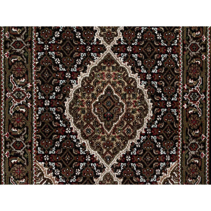 2'5"X6'7" Black Hand Knotted Rug Tebraz Mahi With Medallion Design Wool