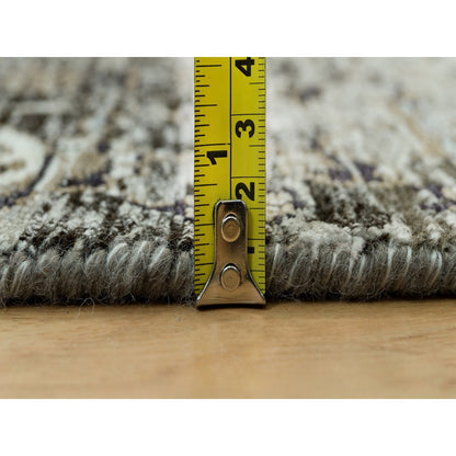 2'8"X23'10" Gray Transitional Hand Knotted Silk And Wool Xl Runner Rug