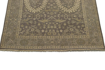 Handmade Brown Floral Oriental Rug Transitional