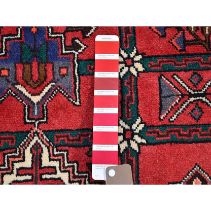 3'5"X4'10" Rural Village Old Farsian Amadan Mint Cond Wool Hand Made Rug