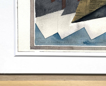 Robert H. Cumming (Usa) Original Painting Watercolor Collage On Paper Signed