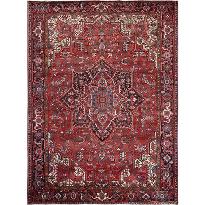 8'10"X11'10" Blush Red Vintage Zoroastrian Heris All Wool Hand Knotted Rug