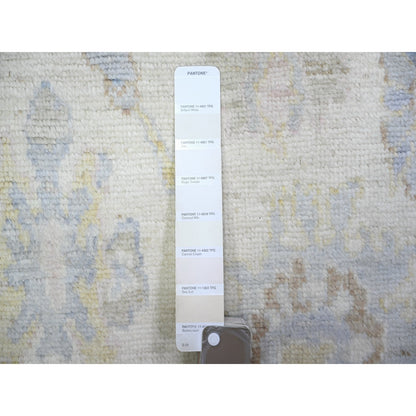 2'8"X17'3" Ivory Wool Hand Knotted Afghan Angora Oushak Xl Runner Rug