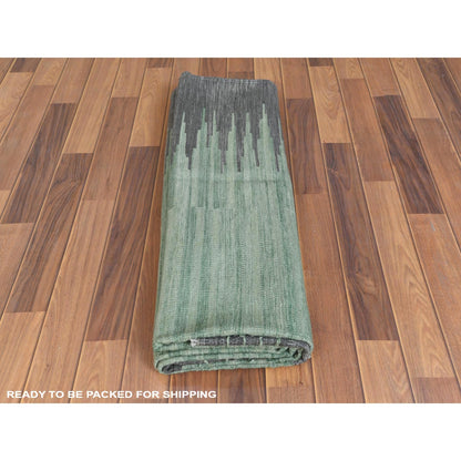 6'1"X9'1" Light Green Flat Weave Kilim Hand Woven Wool Reversible Rug