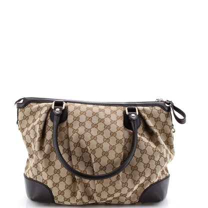 Gucci Sukey Top Handle Satchel Gg Canvas With Leather Large