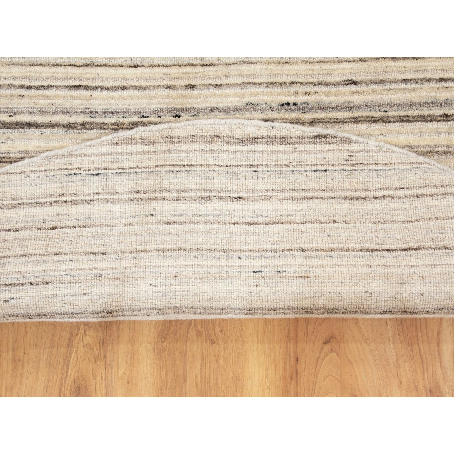 6'X6' Beige Hand Loomed Organic Wool Modern Round Oriental Rug