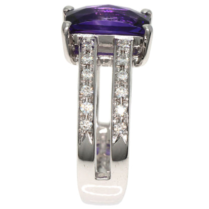 1.87Ct Amethyst Diamond Ring K18 White Gold  8.5G
