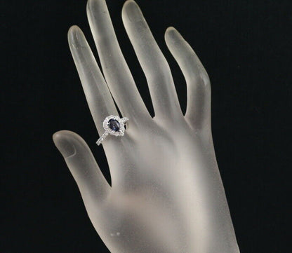 Colour-Change Spinel 1.106Ct Diamond Pear-Shaped Classic Ring 900 Platinum