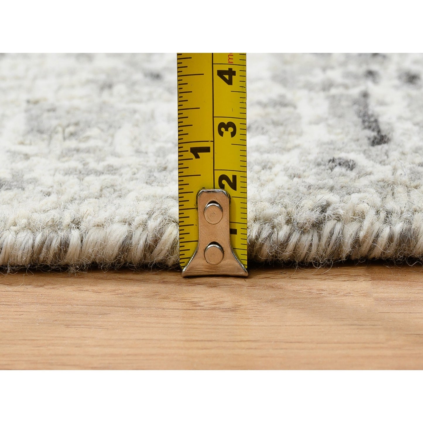 2'7"X6' Light Gray Natural Wool Hand Knotted Modern Design Runner Rug