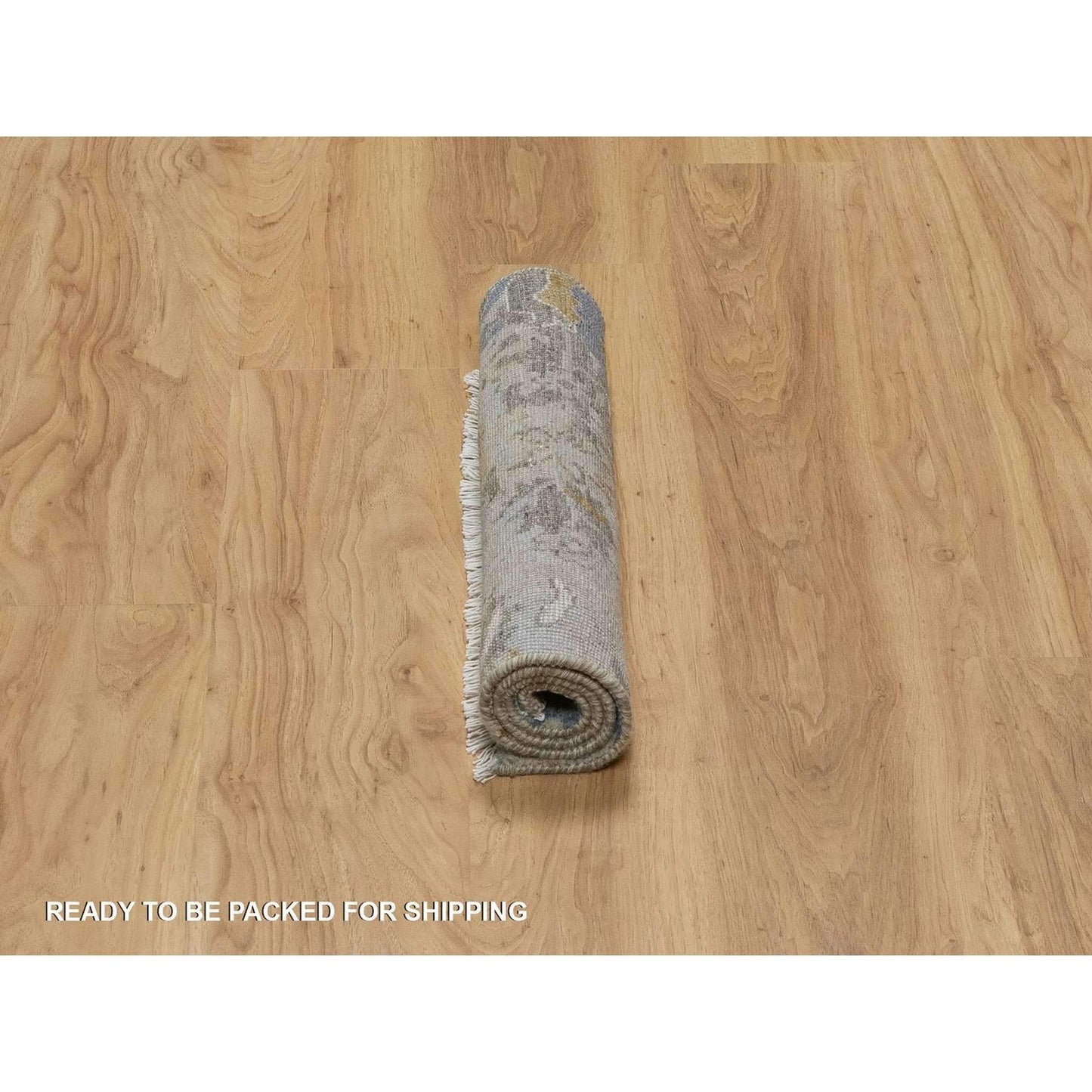 2'X3'1" Ivory Broken Pattern Oushak Design 100% Wool Hand Knotted Mat Rug