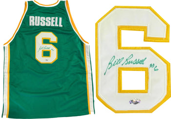Bill Russell Autographed Usf Green Jersey