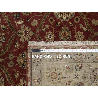 5'9"X8' Red Hereke With All Over Design Wool And Silk Hand Knotted Rug