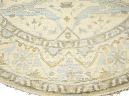 ft Hand-Knotted Oushak Oriental Round Rug Floral Style Carpet Home Decor 8X8