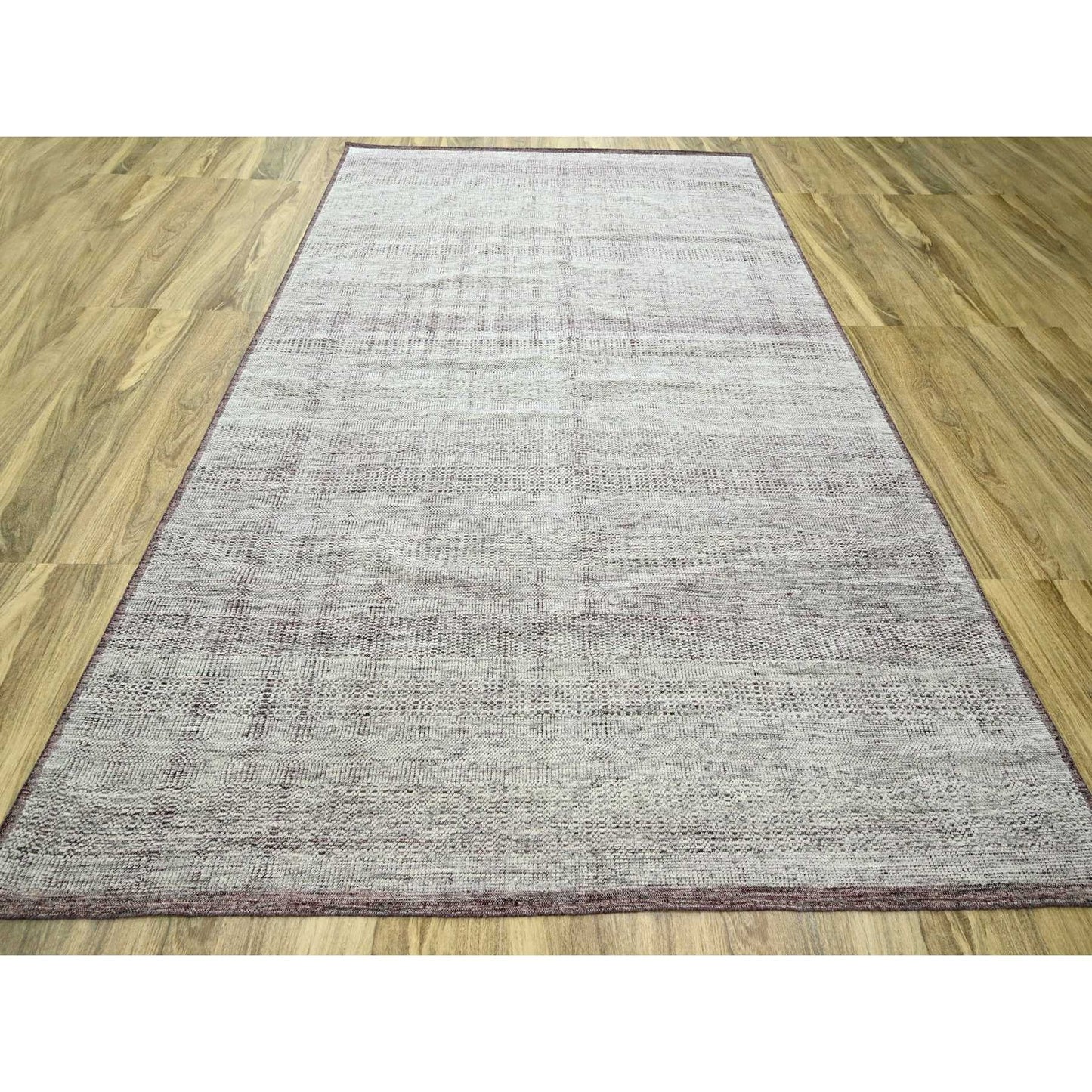 9'X12' Red & White Oxidized Grass Design Wool Hand Knotted Oriental Rug