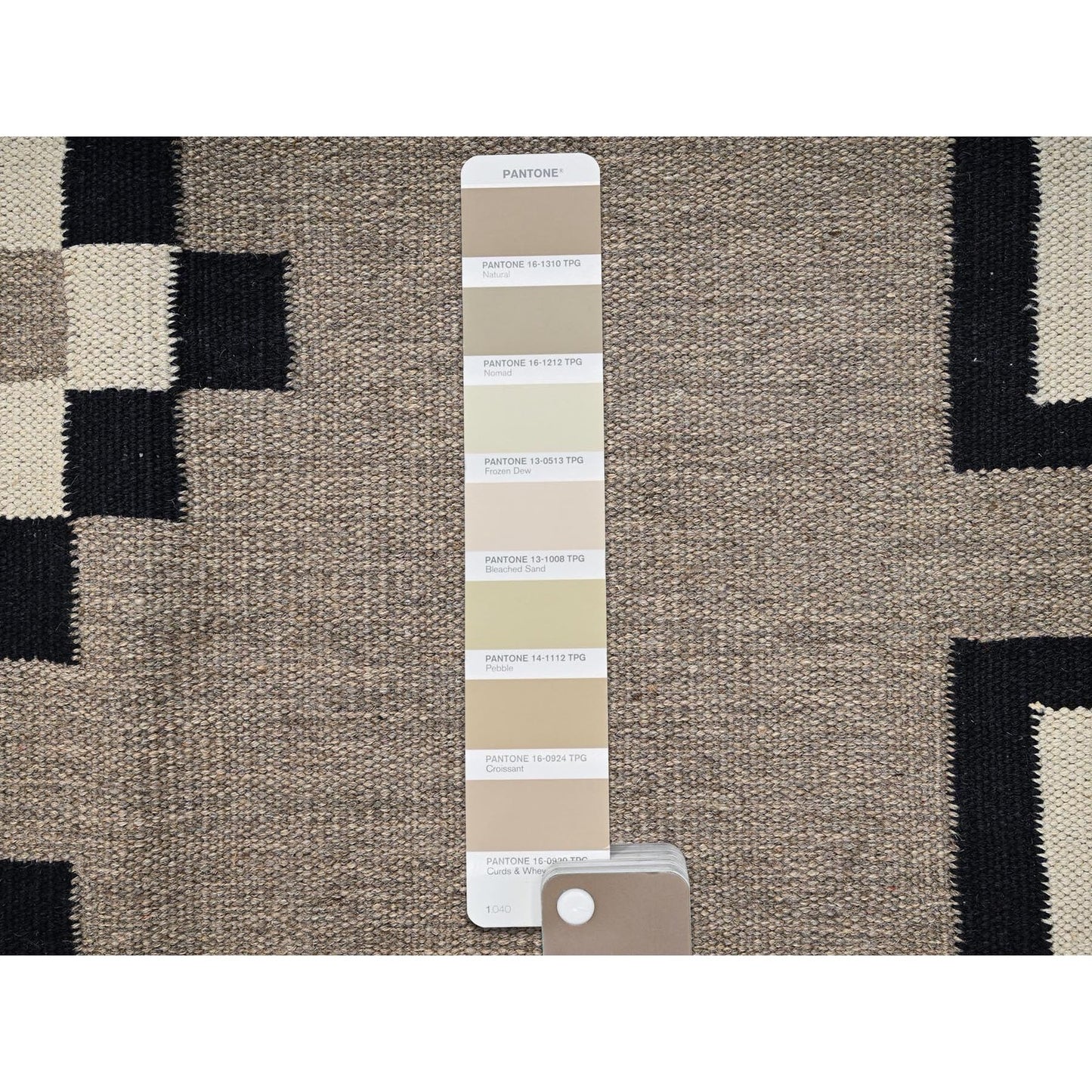 5'X7' Brown Pure Wool Rug American Geometric Design Flat Weave Hand Woven