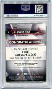 2018 Finest Sandy Alcantara Auto Green Wave Refractor 04/99 Psa 10